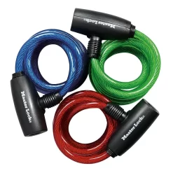 Master Lock Keyed Cable Lock, 6' X 8 Mm, Assorted Colours, 3 Pack (8127TRI)