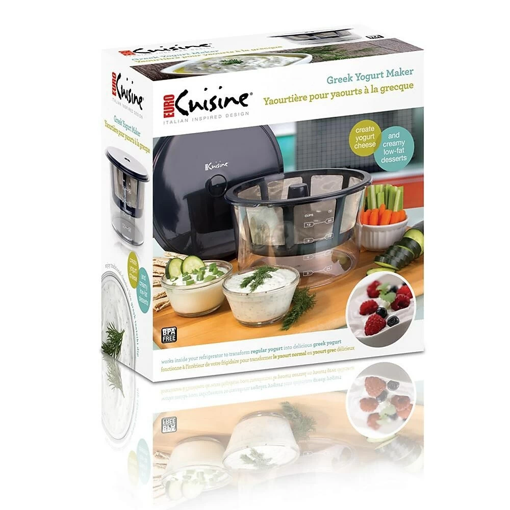 Euro Cuiseine GY60 Greek Yogurt Maker + Stainless Steel Strainer, Black 4 Euro Cuiseine GY60 Greek Yogurt Maker + Stainless Steel Strainer, Black - Image 4