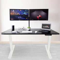 AnthroDesk 60" Electric Standing Desk With White Frame - Black/Mahogany -Professional Office Supply Store 7ad76ad9313f98ba37f998870af342070f240fec square2957173 8