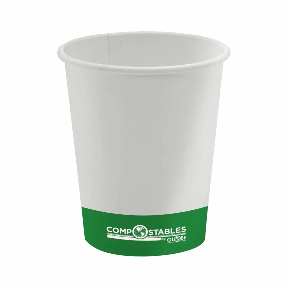 Globe Commercial Products 8 Oz Single Wall Hot/Cold Compostable Paper Cup - 1000 Pack 1 Globe Commercial Products 8 Oz Single Wall Hot/Cold Compostable Paper Cup - 1000 Pack