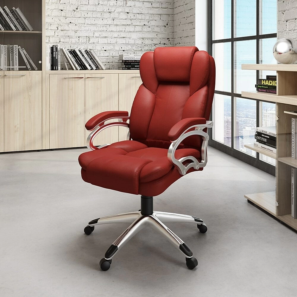 CorLiving LOF-458-O Brick Red Leatherette Executive Office Chair 3 CorLiving LOF-458-O Brick Red Leatherette Executive Office Chair - Image 3