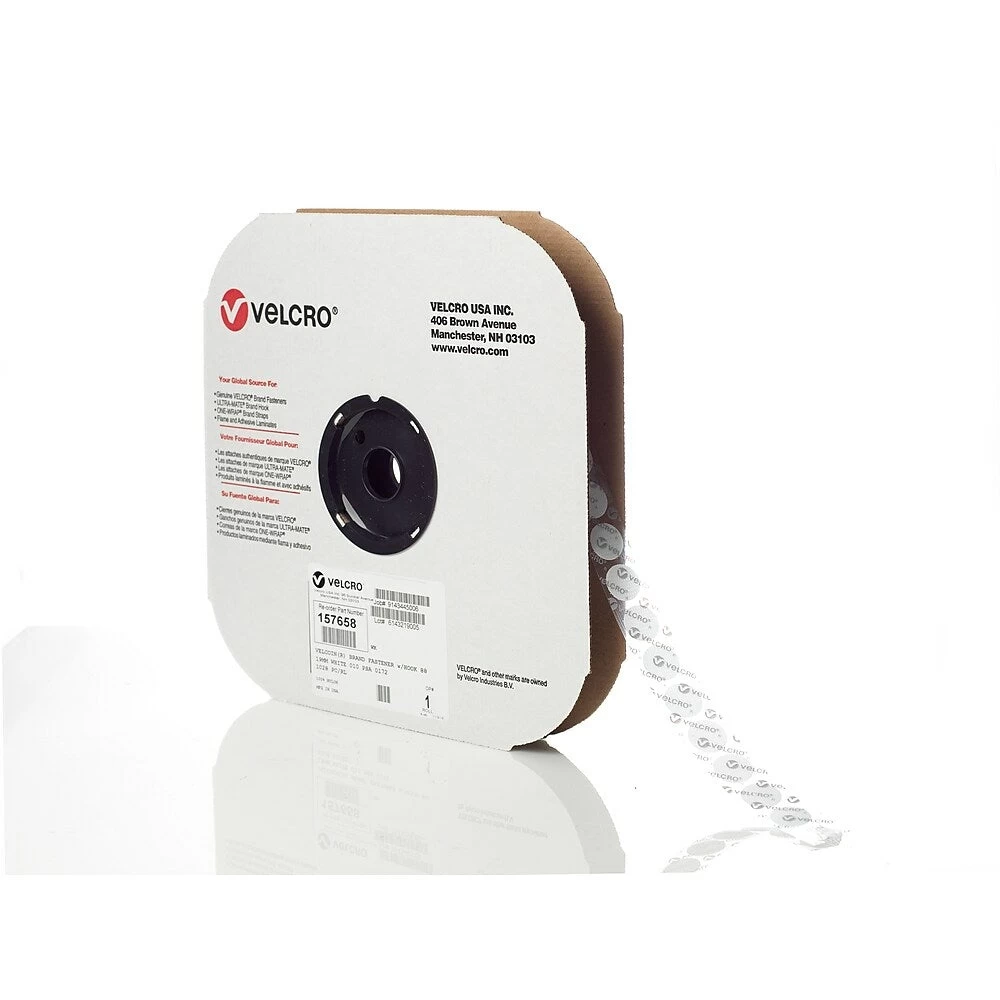 VELCRO® Velcro 3/4" Coin, White Hook (1028 Coins) 1 VELCRO® Velcro 3/4" Coin, White Hook (1028 Coins)