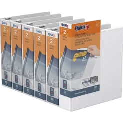 QuickFit View Binder - D Ring - 2" - White - 6 Pack (87030-06)