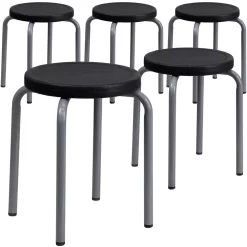 Flash Furniture Stackable Stool With Powder Coated Frame - Black/Silver