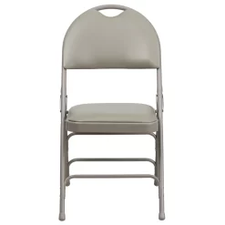 Flash Furniture HERCULES Series Ultra-Premium Triple Braced Vinyl Metal Folding Chair With Easy-Carry Handle - Grey