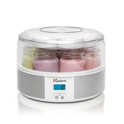 Euro Cuisine YM650 Digital Yogurt Maker With 15 Hour Timer + 7 X 6 Oz Jars With Date Lid, Stainless Steel