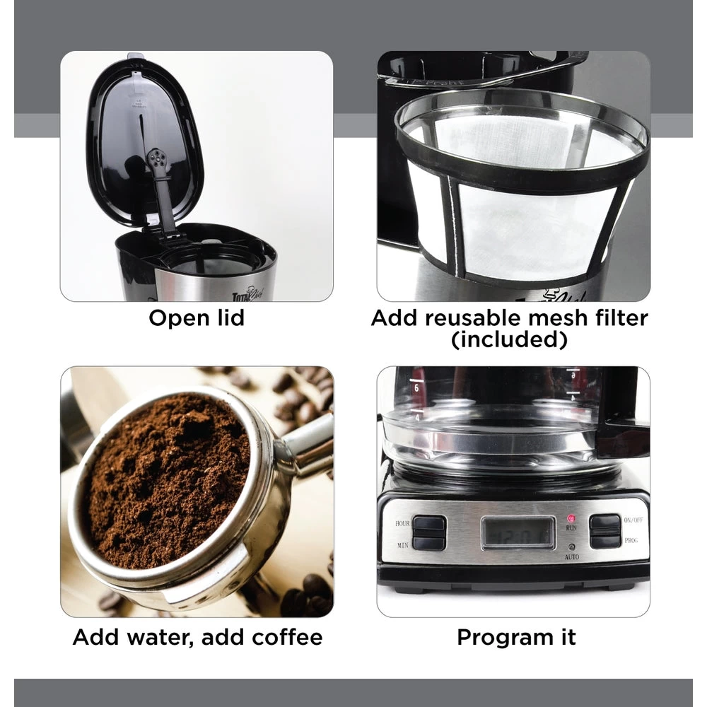 Total Chef Programmable Coffee Maker - Black And Stainless Steel 6 Total Chef Programmable Coffee Maker - Black And Stainless Steel - Image 6