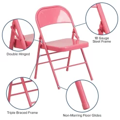 Flash Furniture HERCULES ColourBURST Series Bubblegum Pink Triple Braced & Double-Hinged Metal Folding Chair -Professional Office Supply Store 8a9d363ba8fbd0c7f1c6a00389020e417d5b564a square2407032 3