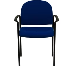Flash Furniture Comfort Navy Fabric Stackable Steel Side Reception Chair With Arms