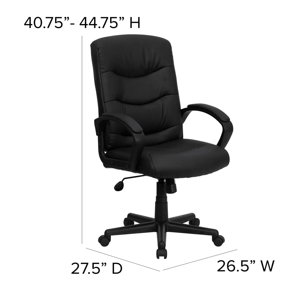 Flash Furniture Mid-Back Black Leather Executive Swivel Chair With Three Line Horizontal Stitch Back & Arms 8 Flash Furniture Mid-Back Black Leather Executive Swivel Chair With Three Line Horizontal Stitch Back & Arms - Image 8