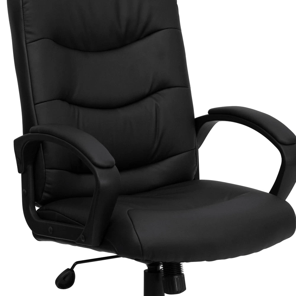 Flash Furniture Mid-Back Black Leather Executive Swivel Chair With Three Line Horizontal Stitch Back & Arms 5 Flash Furniture Mid-Back Black Leather Executive Swivel Chair With Three Line Horizontal Stitch Back & Arms - Image 5