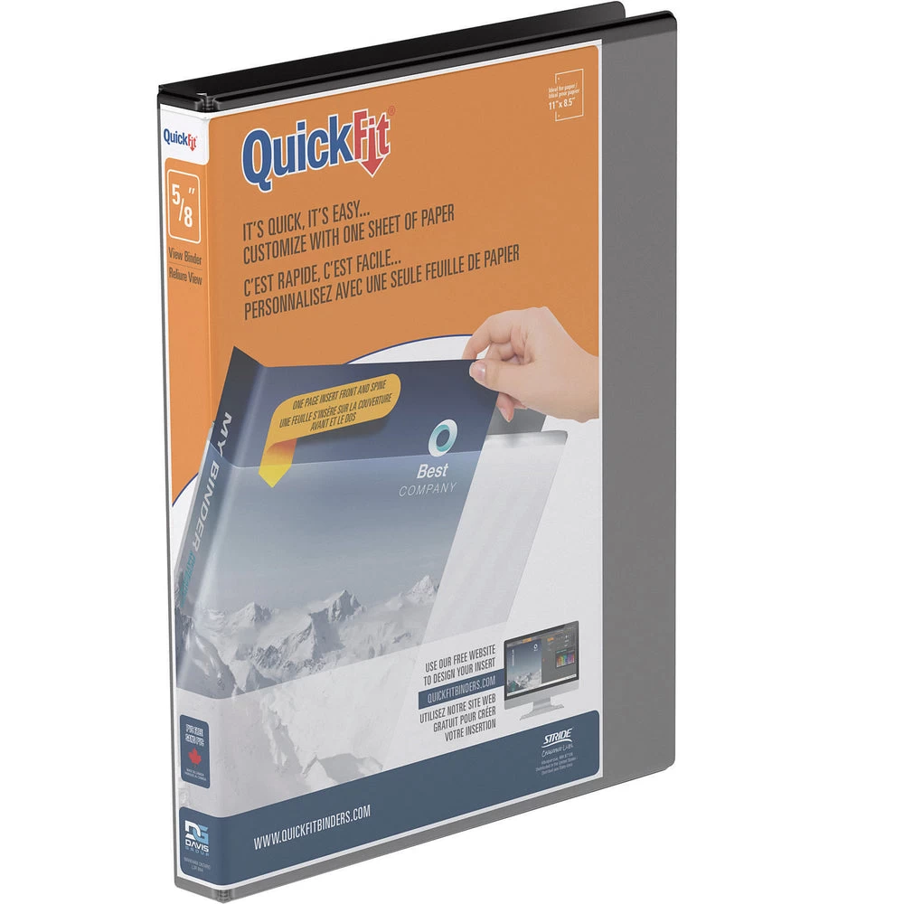 Davis Group QuickFit View Binder - 5/8" - 3-Ring - D-Ring - Letter Size - Black 1 Davis Group QuickFit View Binder - 5/8" - 3-Ring - D-Ring - Letter Size - Black