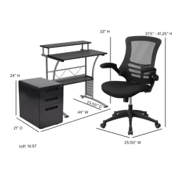Flash Furniture 3-Piece Set With Black Computer Desk, Ergonomic Mesh Office Chair & Locking Mobile Filing Cabinet -Professional Office Supply Store a4cb4d1347db666663c963a356e5d1d17522d704 square2979218 5