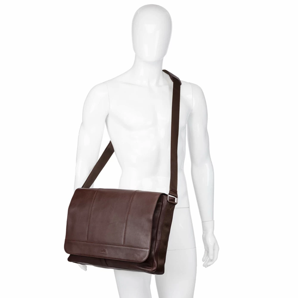 Mancini Milan Messenger Bag For 15" Laptop / Tablet - 16.25" X 3.25" X 12" - Brown 5 Mancini Milan Messenger Bag For 15" Laptop / Tablet - 16.25" X 3.25" X 12" - Brown - Image 5