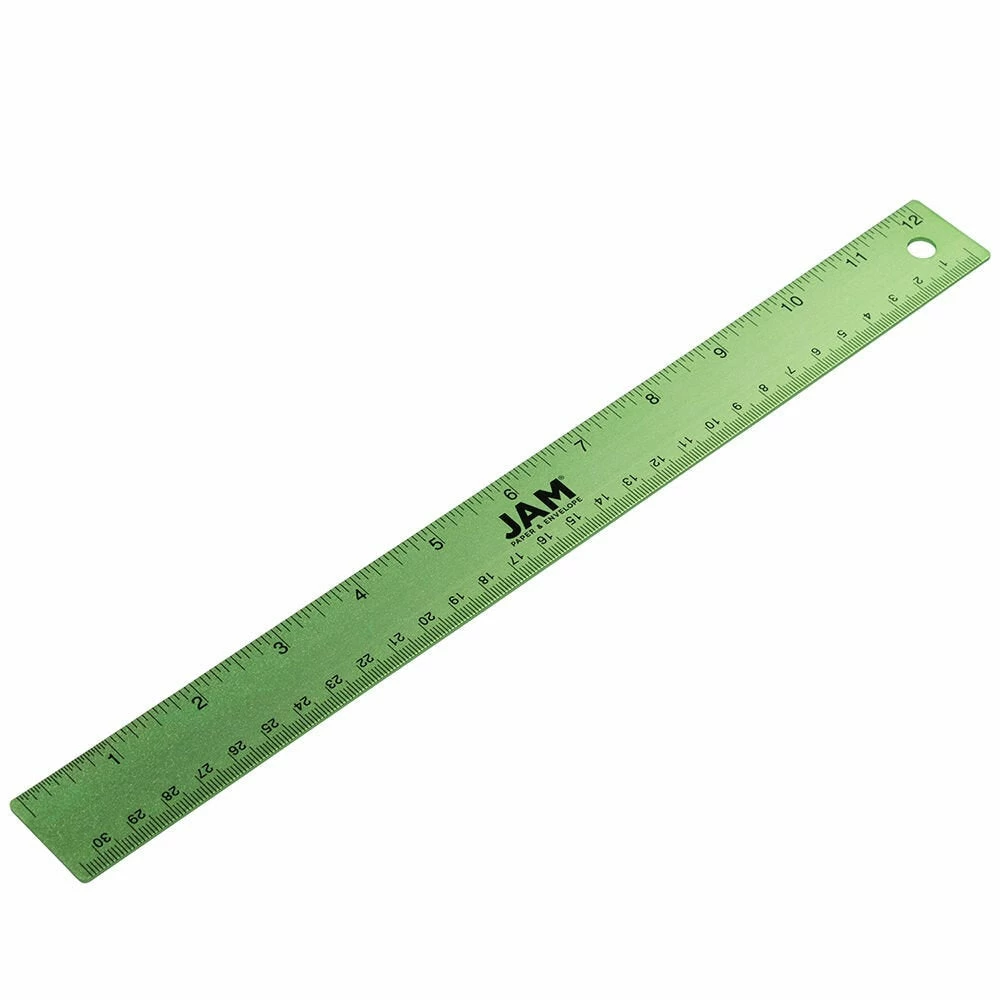 JAM Paper Stainless Steel Ruler With Non-Skid Backing - 12" - Lime Green - 12 Pack 1 JAM Paper Stainless Steel Ruler With Non-Skid Backing - 12" - Lime Green - 12 Pack