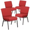 Flash Furniture HERCULES Series 21"W Church Chair In Crimson Fabric With Cup Book Rack - Silver Vein Frame