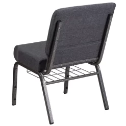Flash Furniture HERCULES Series 21"W Church Chair With Book Rack & Silver Vein Frame - Dark Grey Fabric -Professional Office Supply Store ae2a64713edb7872e0dc58b44b0fbde0450c4354 square2985706 4