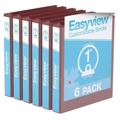Davis Group Easyview Premium Binder - Round Ring - Customizable - 1" - Burgundy - 6 Pack