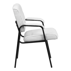 Flash Furniture Leather Executive Side Reception Chair With Black Metal Frame - White -Professional Office Supply Store b654afb6e111e41c0024cc11f23739a000eaa605 square257500 3