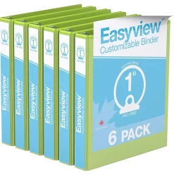 Davis Group Easyview Premium Binder - Round Ring - Customizable - 1" - Lime Green - 6 Pack
