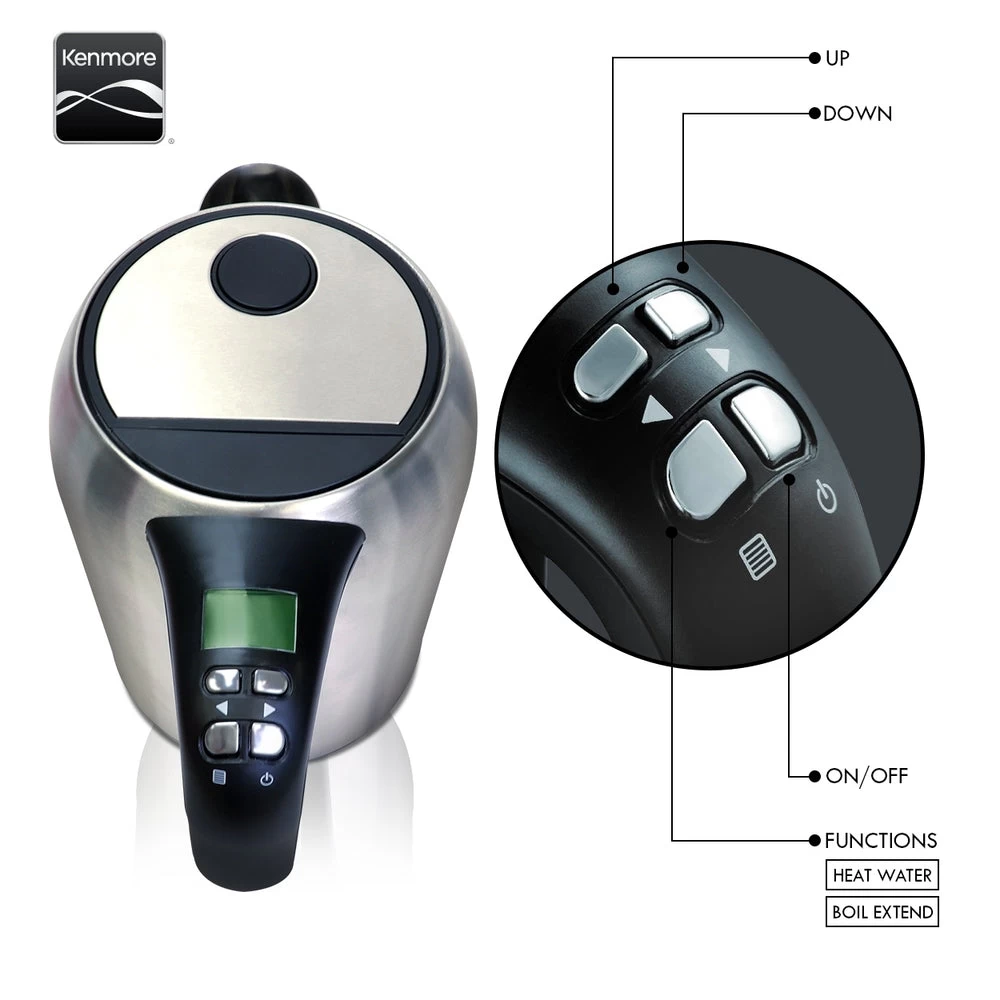 Kenmore Digital Cordless Kettle - 1.7 L - Stainless Steel 6 Kenmore Digital Cordless Kettle - 1.7 L - Stainless Steel - Image 6