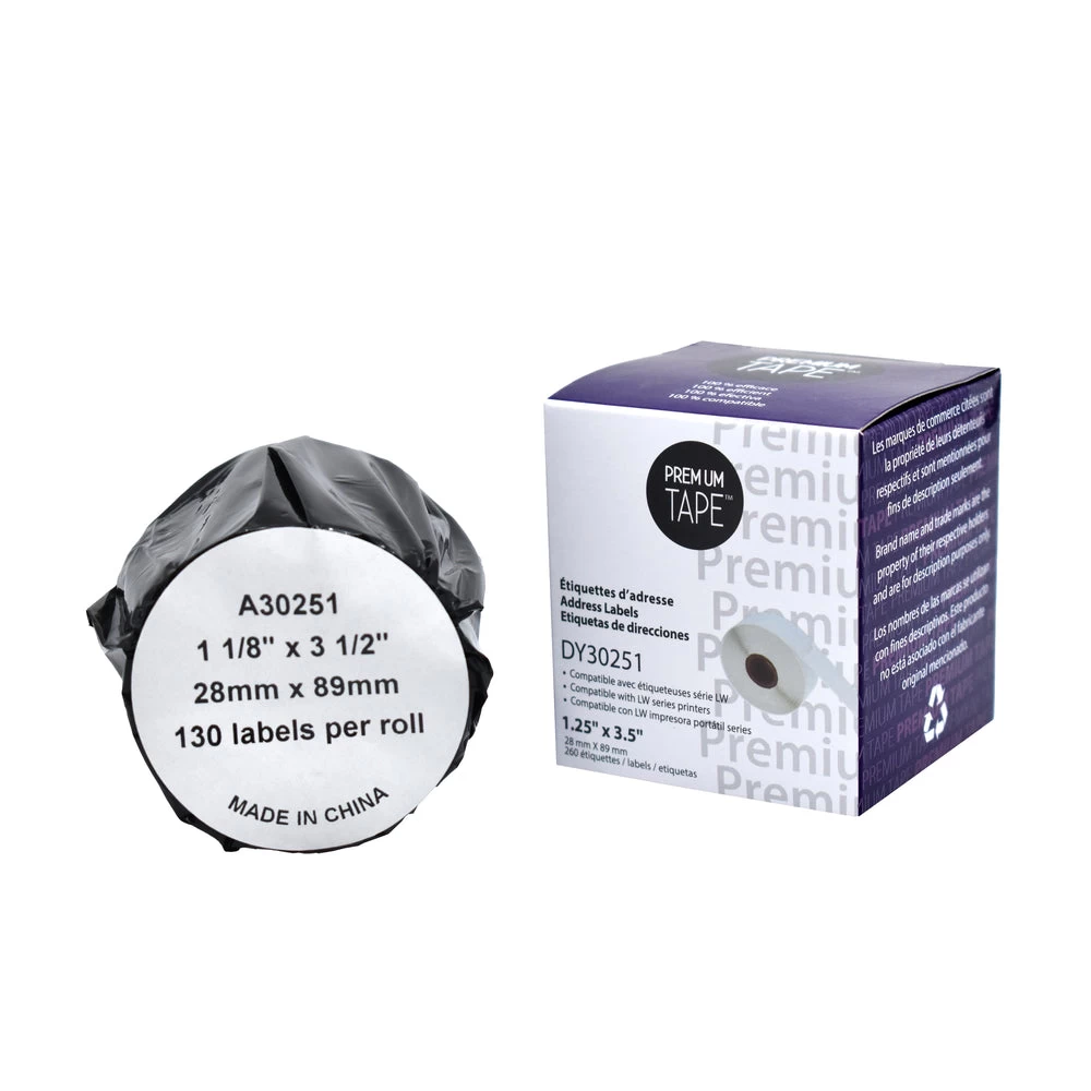 Nutone Premium Tape Address Labels - Compatible With Dymo 30251 - 1-1/8" X 3-1/2" - 260 Labels 1 Nutone Premium Tape Address Labels - Compatible With Dymo 30251 - 1-1/8" X 3-1/2" - 260 Labels