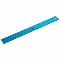 JAM Paper Stainless Steel Ruler With Non-Skid Backing - 12" - Blue - 12 Pack
