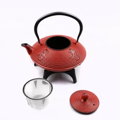 Tao Tea Leaf Large Cast Iron Tea Pot With Stand And 2 Cups, Loose Leaf, 0.8L, Red -Professional Office Supply Store bb16ba5f5e95d06aa5dbbbb51b52fb59d86f91bd square1474085 3