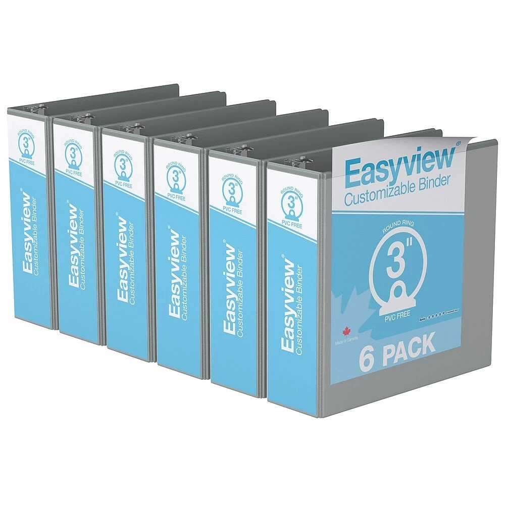 Davis Group Easyview Premium Binder - Round Ring - Customizable - 3" - Grey - 6 Pack 1 Davis Group Easyview Premium Binder - Round Ring - Customizable - 3" - Grey - 6 Pack