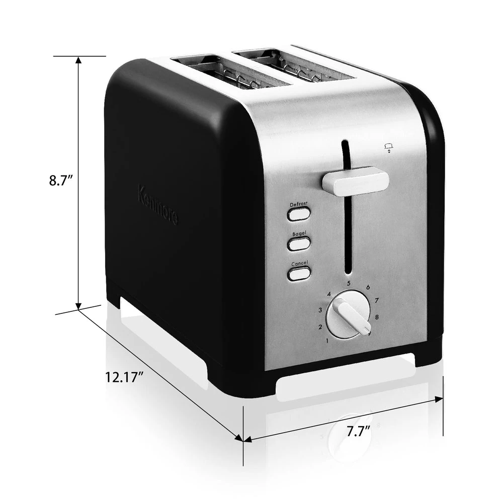 Kenmore 2-Slice Toaster - Black And Silver Stainless Steel 5 Kenmore 2-Slice Toaster - Black And Silver Stainless Steel - Image 5