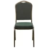 Flash Furniture HERCULES Series Crown Back Stacking Banquet Chair In Green Patterned Fabric - Gold Vein Frame