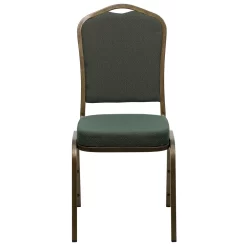 Flash Furniture HERCULES Series Crown Back Stacking Banquet Chair In Green Patterned Fabric - Gold Vein Frame
