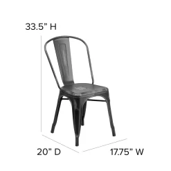 Flash Furniture Distressed Black Metal Indoor-Outdoor Stackable Chair -Professional Office Supply Store c463107200a06ba9d76efcb7126b2ed8be808e06 square2108780 8
