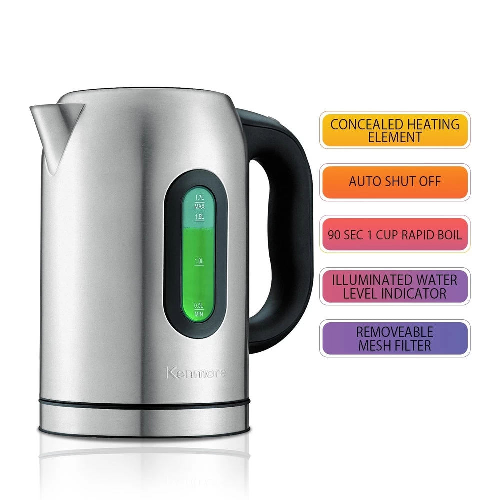 Kenmore Digital Cordless Kettle - 1.7 L - Stainless Steel 4 Kenmore Digital Cordless Kettle - 1.7 L - Stainless Steel - Image 4