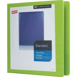 Staples Standard View Binder With D-Rings - 1 1/2" - Chartreuse