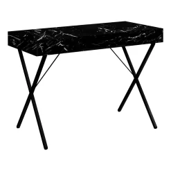 Monarch Specialties - 7793 Computer Desk - Home Office - Laptop - Storage Drawers - 42"L - Work - Metal - Black Marble Look
