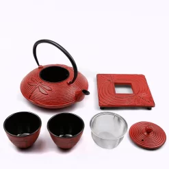 Tao Tea Leaf Large Cast Iron Tea Pot With Stand And 2 Cups, Loose Leaf, 0.8L, Red -Professional Office Supply Store cc63a3d5a35f59bf9ad9766c2393913570b07d5d square1474085 5
