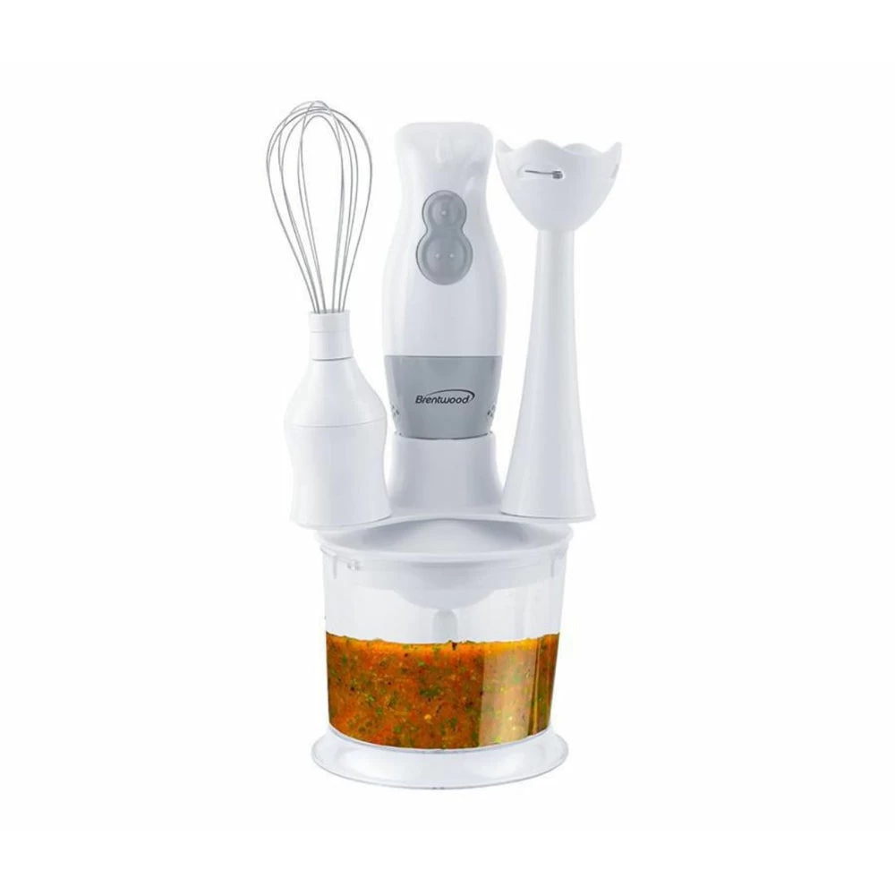 Brentwood Hand Blender & Food Processor With Balloon Whisk - White 1 Brentwood Hand Blender & Food Processor With Balloon Whisk - White