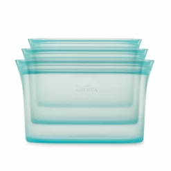 Zip Top Reusable Platinum Silicone Containers - 3 Dish Set - Teal