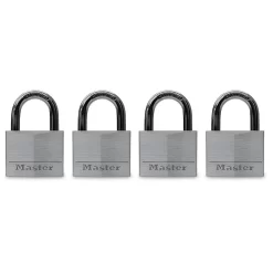 Master Lock 40mm Solid Body Aluminum Padlocks, Keyed A-Like, 4 Pack