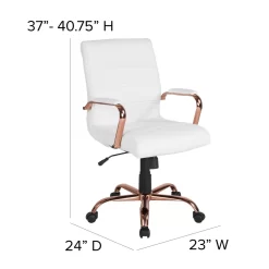 Flash Furniture Mid-Back Leather Executive Swivel Chair With Rose Gold Frame & Arms - White -Professional Office Supply Store d58e9fc8022f771a48c6b7d8844118bc7d6eec09 square2905336 8