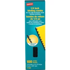 Staples Plastic Binding Combs, 1/4", Black, 100-Pack