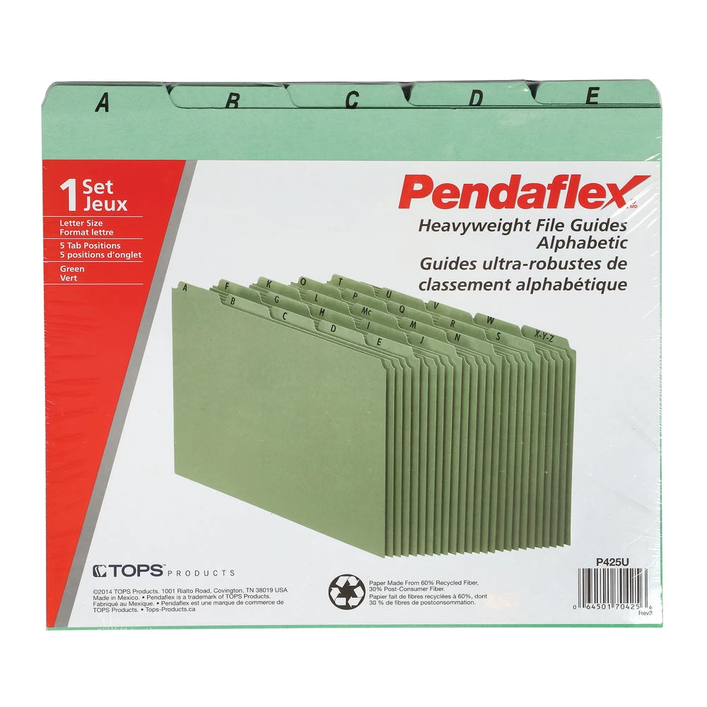 Pendaflex Heavyweight Green Alphabetic File Guides - Letter Size - 25 Pack 2 Pendaflex Heavyweight Green Alphabetic File Guides - Letter Size - 25 Pack - Image 2