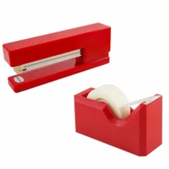 JAM Paper Office & Desk Sets, Stapler Tape Dispenser, Red (3378RE)