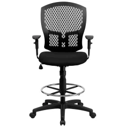 Flash Furniture Mid-Back Designer Back Drafting Chair With Fabric Seat & Adjustable Arms