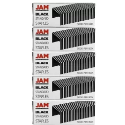 JAM Paper Standard Size Colourful Staples, Black, 5 Pack (335blg)