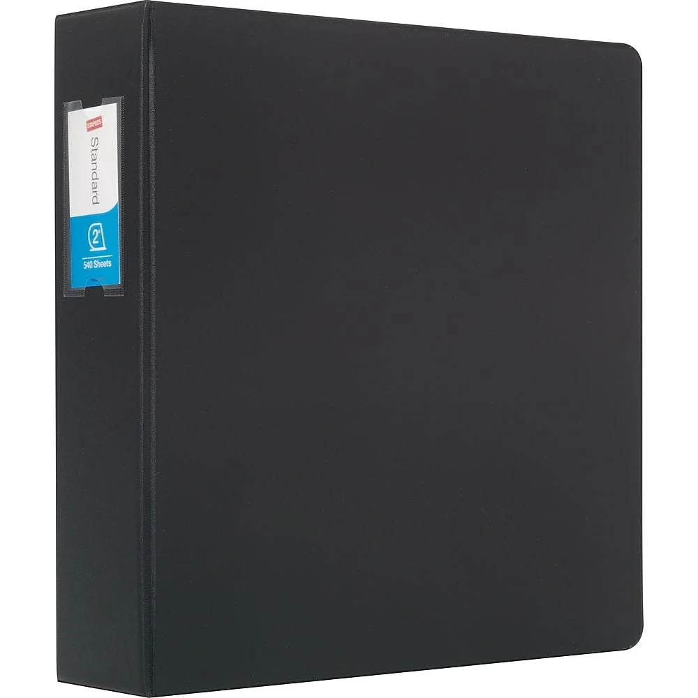 Staples Standard Binder With Label Holder And D-Rings - 2" - Black 2 Staples Standard Binder With Label Holder And D-Rings - 2" - Black - Image 2