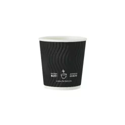 Tannex Double Wall Ripple Paper Coffee Cup, 4oz/118ml, Black, 1000 Pack