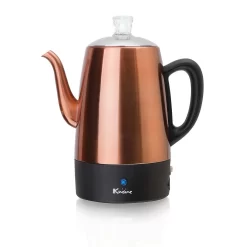 Euro Cuisine PER08 8 Cup Electric Coffee Percolator With Keep Warm Function, Copper Finish