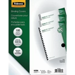 Fellowes Crystals Clear Binding Covers Letter Size - 8-1/2" X 11" - 100 Pack
